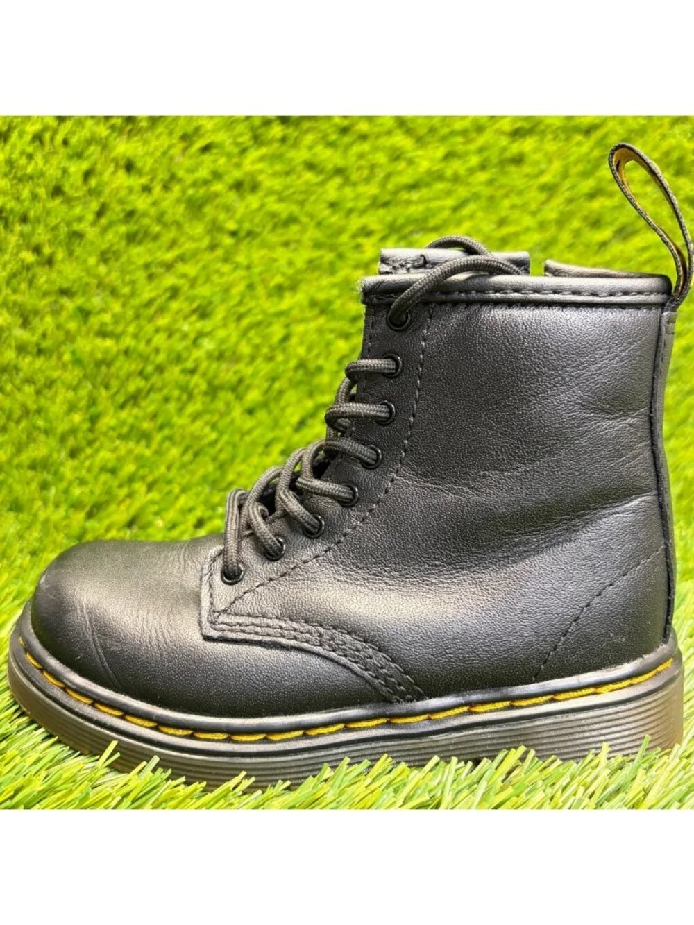 Dr. Martens 1460 T Girls Size 8C Black Outdoor Leather Lace Up Combat Boots